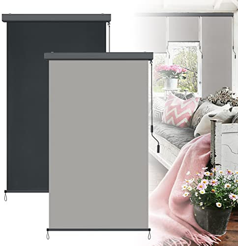 NAIZY Estor para Exterior, toldo Vertical sin Agujeros, Estor Opaco, fijación con protección UV, función térmica Reflectante, protección Solar y protección Visual, Gris Claro, 160 x 250 cm