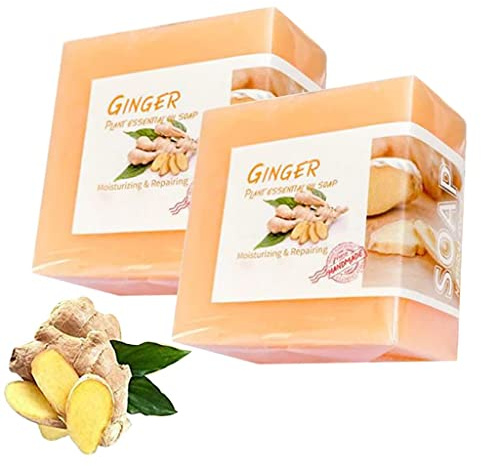 Lymphatische Detox-Bio-Ingwer Seife, Ingwer-Lymphdrainage, Kurkuma-Lymphatische Detox-Seife für Hals-Achselhöhlen, gegen Schwellungen, entfernt Lymphknoten und Unterarmfett (2 Stücke)