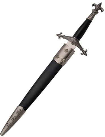 Daga Medieval Flor de lis 15268-1 | Cuchillo-puñal templario histórico de coleccionista con Vaina. Colección de artículos Antiguos…
