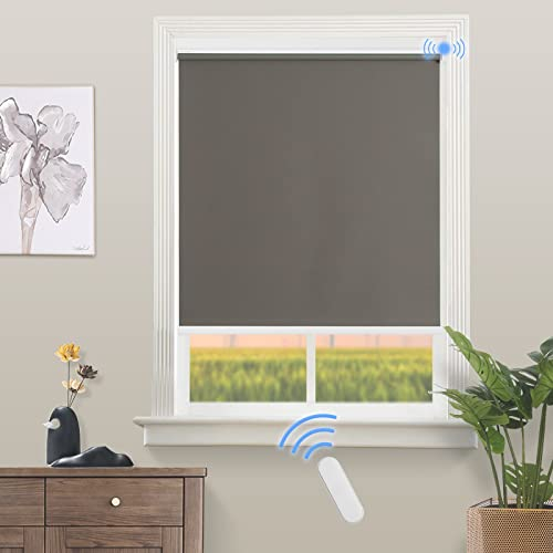 Grandekor Rollo Elektrisch Dunkelgrau B95 x H200 cm(Stoffbreite 91 cm) Elektrisches Verdunklungsrollo Klemmfix ohne/mit Bohren, Smarte Rollos mit Fernbedingung, Sonnenschutz für Schlaf-, Wohnzimmer