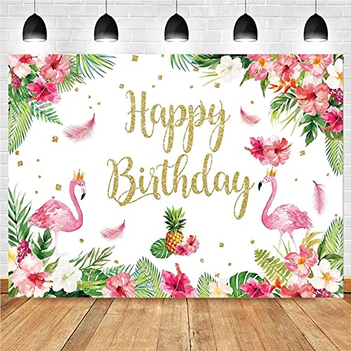 Bymivofun Geburtstags Hintergrund Banner, Flamingo Mädchen Geburtstags Hintergrund, Flamingo Happy Birthday Party Hintergrund, Vinyl, professionelle Fotografie, Wandhintergrund (5 x 3 Fuß)