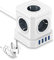 Multiprise Cube 5 Prises avec 4 USB Ports, 9-en-1 Rallonge Multiprise 2M, Charge Rapide 16A 4000W, Multi Bloc Prise pour PC/Téléphone/Ordinateur Portable/Haut-Parleur/TV, Blanc