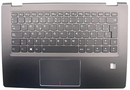 RTDPART Palmrest y Teclado de la computadora portátil para Lenovo IdeaPad Yoga 510-14IKB 510-14isk 510-14ast Flex 4-1470 España SP 5CB0M32858 CASA Superior con el Panel táctil Black New Nuevo