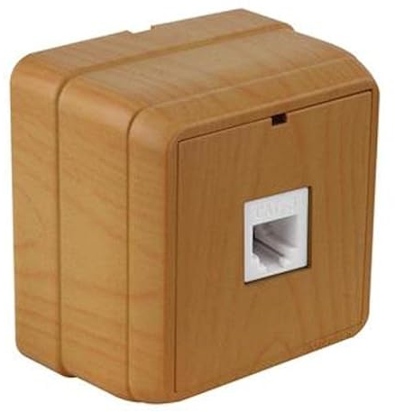 Bron Telefondose Aufputz IP20 in Eiche Holz Optik – Hochwertige Telefonanschlussdose für den Innenbereich – Stilvolle Elektroinstallation mit einfacher Montage