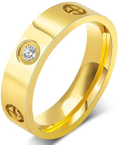 AmorArtSky Love Ring 18k Gold Silver Rings ：Friendship Ring With Screw Design Inlay Cubic Zirconia Stainless Steel Wedding Promise Bands Jewelry Mother's Day Birthday Gifts for Women, Size 6-10, 6 7 8