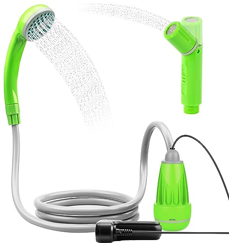 LIBERRWAY Campingdusche mit Pumpe, 45-60mins Akku Camping Dusche Outdoor mit 2 ▏3,5 L/min Wasserdurchfluss wiederaufladbarer Akku und 1.8m duscheschlauch Wasserpumpe für Garten Reisen Autowäsche