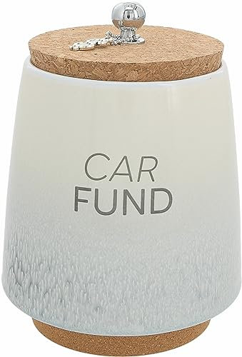 Pavilion – Car Fund 16,5 cm, einzigartige Keramik-Sparschwein, Spardose mit Korkboden und Korkdeckel, Ombré-Grau