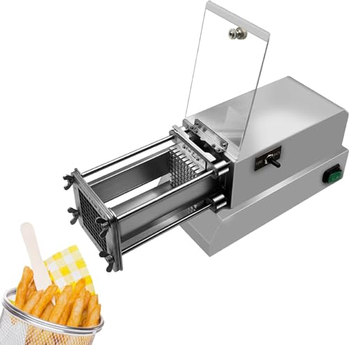 ZUMAHA Coupe-Frites éLectrique, DéChiqueteuse De Pommes De Terre Professionnelle en Acier Inoxydable, Coupe-Pommes De Terre De Qualité Commerciale, avec Lame De 8 Mm, 10 Mm, 12 Mm, pour Un Usage,12mm