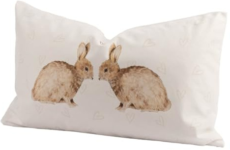Clayre & Eef Kissenbezug 45x45 cm Weiß Polyester Kaninchen Dekokissenbezug