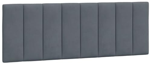 vidaXL Kopfteil Kissen Hanko, Kopfteilkissen mit Linien-Design, Bett Kopfkissen mit Klettverschlüssen auf Rückseite, Kopfteilpolster Kopfpolster, Hellgrau 140cm Samt
