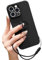Pepmune Compatible with iPhone 14 Pro Case Liquid Silicone with Ring Holder Kickstand Magnetic Car Mount Detachable Wrist Strap Shockproof Soft Protective Cover-Black
