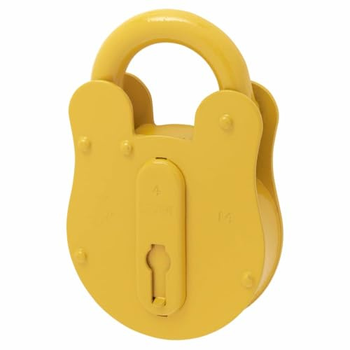 FB14 Padlock with one Key, Standard Size, Hardened Steel, Combination Lock, Yellow