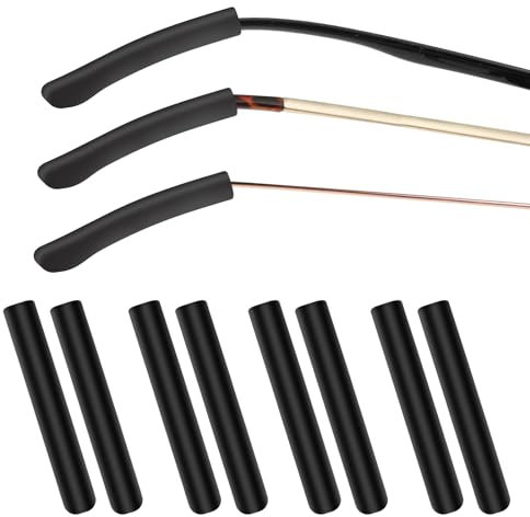 4 Pairs Silicone Eye Glasses Ear Grippers Comfort Eyeglasses Ear Grips Non Slip Glasses Ear Grip Eyeglass Temple Tips Sleeves Anti Slip Eyeglass Pads for Ears Elastic Sunglass Ear Grippers (Black)