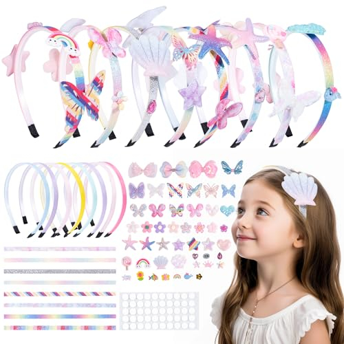 Haarreifen Bastelset Für Mädchen Ab 5-12 Jahre - Kreatives Blumen Haarschmuck Set - 8 Stück Kinder Geschenk