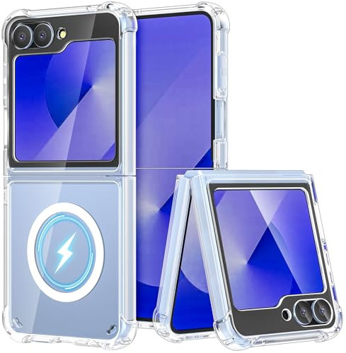 YIRSUR Case for Samsung Galaxy Z Flip 6 (2024), Magnetic Clear Case for MagSafe, Transparent Anti Yellowing Hard PC Back Slim Shockproof Anti-Scratch Phone Case Cover for Samsung Z Flip 6