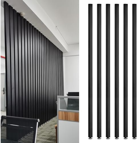 Room Divider/ Paravent Raumteiler mit Wandpfosten vom Boden bis zur Decke, 100 120 160 180 200 220 CM Raumteiler für Eingang/Bibliothek/Konferenzraum, schwarze stehende Wandtrennwandsäule(6pcs,220cm/8