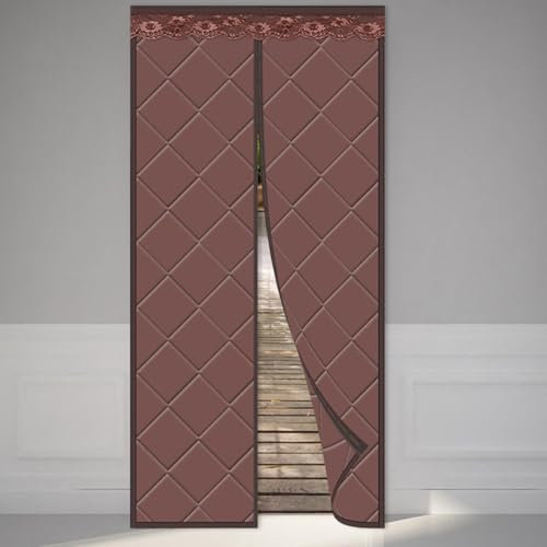 Rideaux de porte magnétiques insonorisants et thermiques, rideaux isolés pour portes coulissantes, rideaux de porte avec ouverture centrale, mains libres et fermeture automatique pour porte d'entrée d