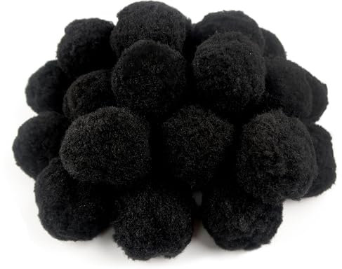 TOAOB 30 Stück Pompons zum Basteln Groß 5 cm Schwarz Pompom Flauschigen Plüsch set Bälle Kunst Bommel für Dekorieren Verzieren Nähen DIY Lustige Kreativen Handwerk