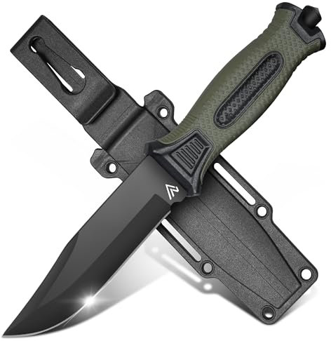 Naifu® The Outdoor – Couteau de survie lame fixe Drop Point 12 cm – Acier inoxydable | Étui rigide inclus | Idéal chasse, camping, bushcraft, bivouac – Cadeau homme nature