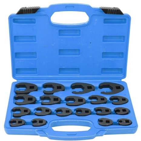PMJMANKI 19pcs Drive Metric Crowfoot Flare Nut Wrench Set for 8 24 mm Flare Nuts, Small Metric Wrench Set for 3/8 and 1/2 Drives Ratchets Extenders for Nut Removal