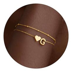 TINGN Armband Damen Gold, 14K Gold Vergoldete Herz Armbänder Mädchen Layered Armband mit Buchstaben G Charm Armkette Buchstaben Armbänder für Teenager Mädchen Goldschmuck Damen Geschenke für Frauen