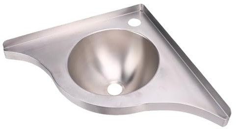 Asixxsix Montaggio a Parete Lavello Angolare Bagno, 16x16 Pollici Mini Lavabo Lavatrice per Lavandino a Mano con Ciotola Singola Ciotola con Uscita 40Mm,per Cucina per Roulotte
