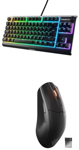 SteelSeries Apex 3 TKL - Gaming Tastatur - 8-Zonen RGB-Beleuchtung - Deutsches QWERTZ Rival 3 Wireless Gen 2 Gaming-Maus - 2,4 GHz und Bluetooth – 18K DPI TrueMove Air-Optiksensor