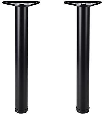 Lot de 2 pieds de table réglables en métal pour table de salle à manger, bar, établi, pieds de support en alliage d'aluminium (noir 90 cm) avec vis Hauteur personnalisable...