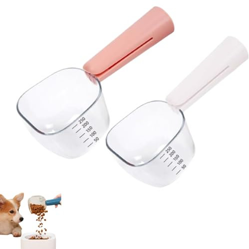 Générique 2Pcs Pelle à Mesurer La Nourriture Pour Animaux De Compagnie, Cuillère Graduée Transparente, Pelle à nourriture pour chat chien, tasse à mesurer de nourriture pour chien chat avec échelle
