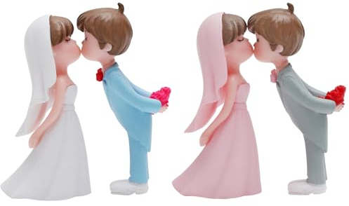 KQDRAVINE Hochzeitstorten Deko Figuren Set, 2 Brautpaare, Tortenfigur für Hochzeit und Party