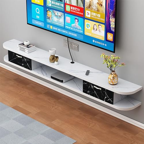 JKJZSALJ Meuble TV Mural Flottant, Étagères Flottantes sous Le Téléviseur, Console Multimédia Moderne, Grand Meuble De Rangement pour Téléviseur, Blanc Et Noir, 100 Cm