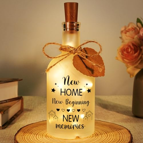 Geschenk zum Einzug, Hauseinweihungsgeschenk – Flaschenlichter für neues Haus, Geschenk, Geschenke für Freunde/Frauen/Schwester/Paar/Bestie Einweihungsgeschenk, Wohnung, lustige Dekoration