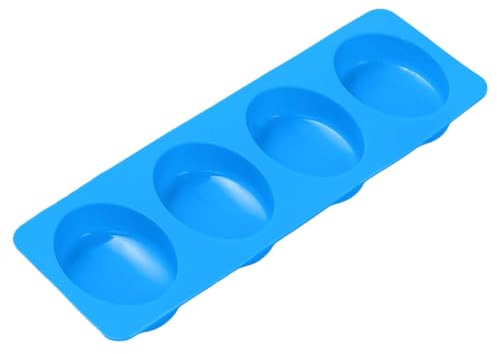 Silikon Seifenform Oval Klassisch (4er) – 4 Mulden, 7×5,2 cm, für Seifen, Gästeseifen & Handseifen, flexibel & Antihaft, Spülmaschinenfest, Blau