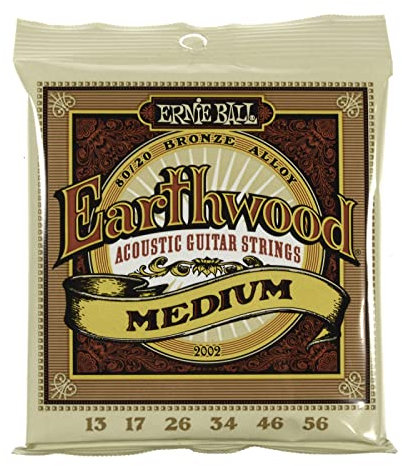 Ernie Ball Earthwood Medium - Cuerdas para guitarra acústica, bronce 80/20, calibre 13-56
