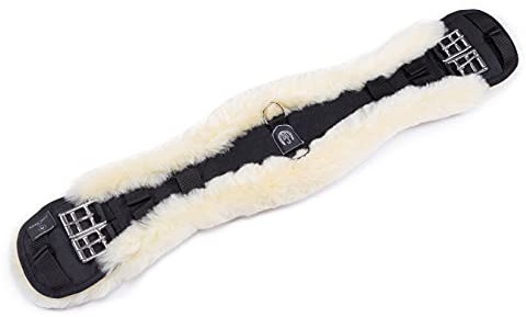 Lammfell-Sattelgurt KONTURGURT von WERNER CHRIST HORSE – anatomischer Dressurgurt, Lammfellgurt (Kurzgurt) aus echtem Fell, in Natur, braun & anthrazit, Längen 45, 50, 55, 60, 65, 70, 75, 80, 85, 90, 95 cm (70 cm, Schwarz-Natur)