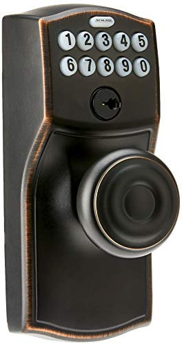 Schlage FE595 CAM 716 16-211 10-063 Camelot By Georgian Keypad Knob With Flex Lock, Aged Bronze by Schlage Lock Company