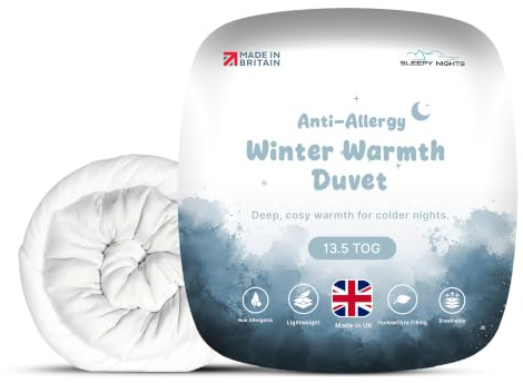 SleepyNights 13.5 Tog Super King Duvet Quilt – Winter Warm Extra Cosy Bedding – Anti Allergy Hollowfibre Duvet, Soft & Breathable – Made in UK & Non-Allergenic (260 x 220cm)