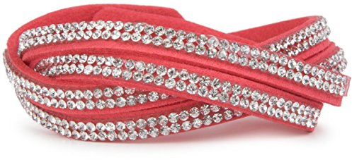 styleBREAKER weiches Strass Armband, eleganter Armschmuck mit Strassteinen, Wickelarmband, 2x2-Reihig, Damen 05040004, Farbe:Koralle/Klar
