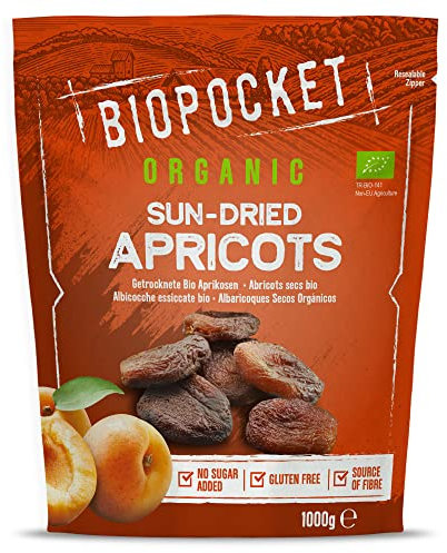 Biopocket Organic Dried Apricots, 1000 g