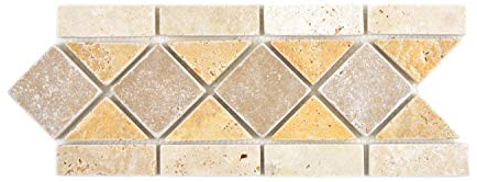 Naturstein Mosaik Bordüre Travertin beige gelb walnuss für WAND BAD WC KÜCHE VERBLENDER | 10 Stück