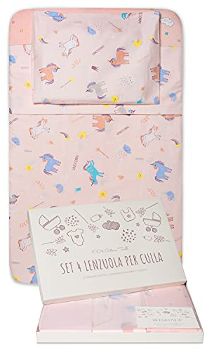 GOYSILA Next to Me Bettwäsche-Set, 4-teilig, 100% Baumwolle, Chicco Next2Me Oeko-Tex, Matratze für Kinderbett, Cosleeping, Spannbettlaken, Babybett, Dream Cullami Kinderkraft Bären (Unicorns)