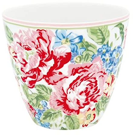 GreenGate - Kaffeebecher, Kaffeetasse, Becher - Latte Cup - Emmaline - Keramik - weiß - 300 ml