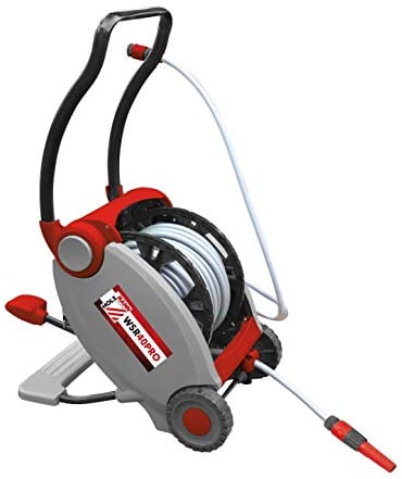 HOLZMANN Wasserschlauch-Roller WSR40PRO - Automatischer Aufrollmechanismus mit Fußpedal, 40m Schlauch, Grau, Weiß, Schwarz, Rot