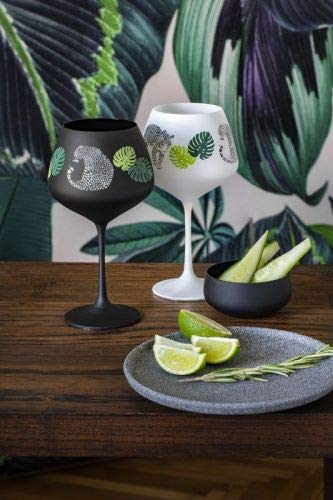 Bohemia Jungle Gin & Tonic Kristallglas 580 ml in schwarz weiß 2er Set