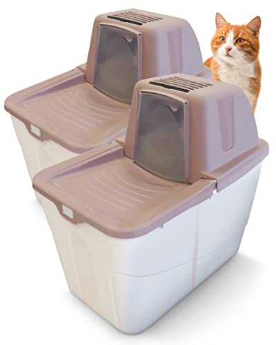 PETGARD 2er-Set Katzen-Klo Sofia Close - Tier-Toilette Mit Einstieg Von Oben - Hauben-Klo - Haustier-Toilette 58x39x56 cm - Beere