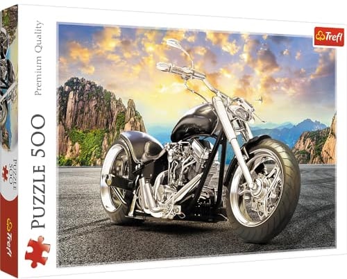 Trefl, Puzzle, Schwarzes Motorrad, 500 Teile, Premium Quality, für Erwachsene und Kinder ab 10 Jahren