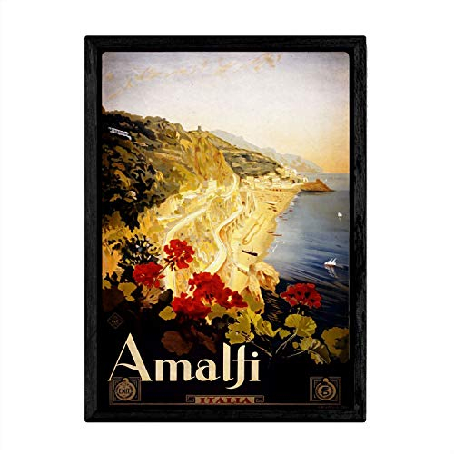 Nacnic Vintage Poster Reise nach Amalfi. Blätter für Interieur mit klassischen und antiken Werbebildern zu dekorieren. Gemälde Retro-Dekor. A3