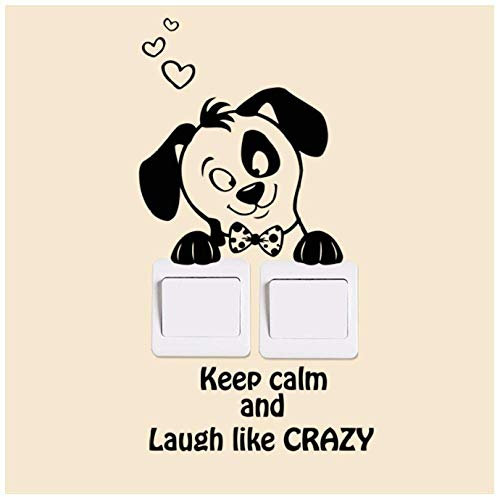 3 Pièces Mignon Beau Chien Chiot Chien Autocollants Muraux Garder Le Calme Et Rire Fou Stickers Muraux Autocollants Décalcomanie Voiture Interrupteur Décoration De La Maison 20X16Cm