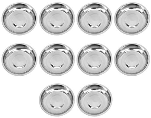 Cabilock 10 Stück Runde Edelstahl Saucenschalen Mini Vorspeise Teller Für Gewürze Dips Und Saucen Ideal Für Bbq Picknick Und Familienfeiern (10Cm)