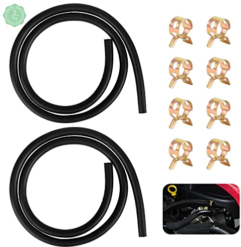 6mm Petrol Pipe 2Pcs Motorcycle Fuel Pipe Black Fuel Pipe Fuel Hose 1/4 Fuel Hose Line Petrol Pipe Fuel Hose Rubber 1/4 Fuel Hose with 8Pcs Hose Clamp Petrol Hose Tool Kit for Motor, Car, Tractor